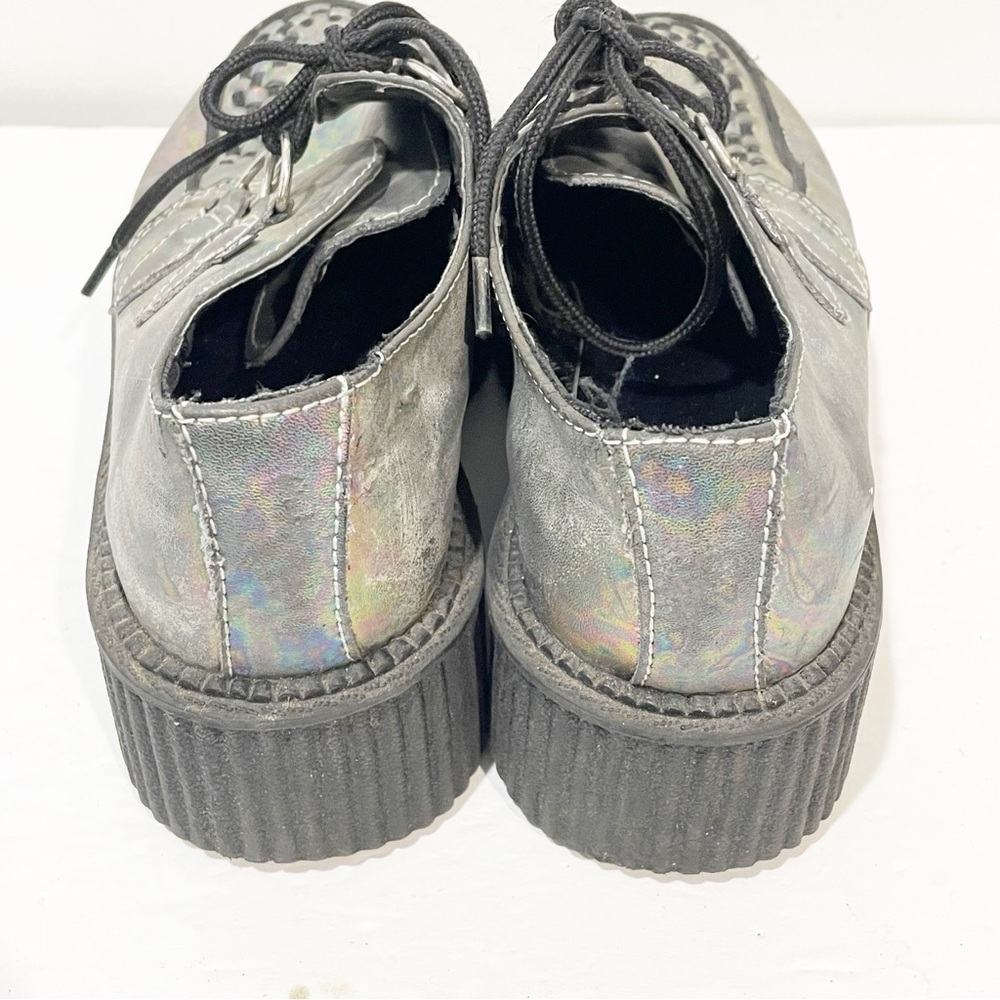 TUK Women’s Size 8 Grey METALLIC SILVER MONDO LOW SOLE CREEPER - Picture 4 of 7